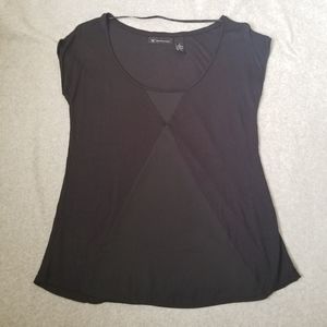 CLOSEOUT INC Mixed Media Black Tshirt Blouse